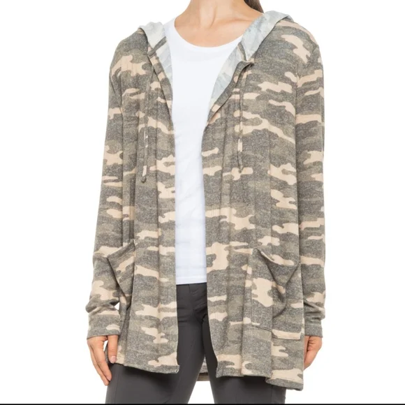 Lucky Brand Camouflage Hooded Cardigan Blue Gray Size S - Picture 8 of 9